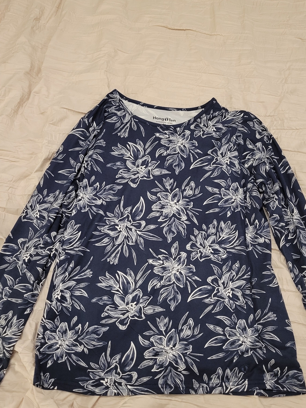 Hang Ten Women's Navy Floral Long-Sleeve Tee M